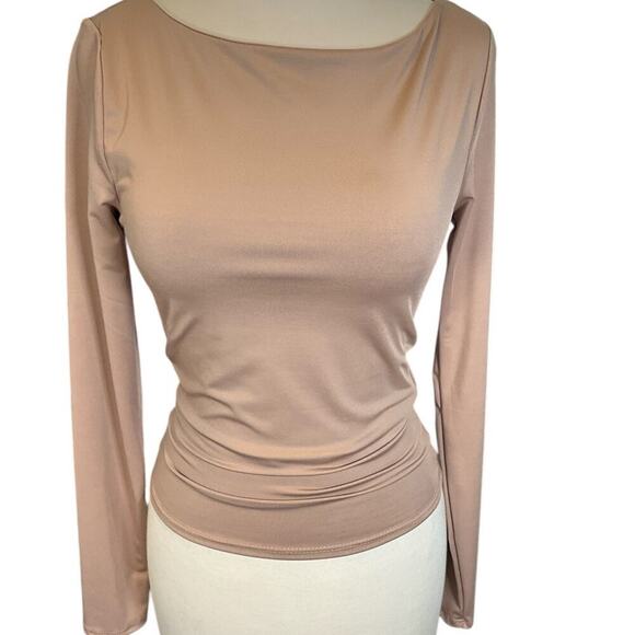 LUSH Double Lined Thick Long Sleeve Top Scoop Neck Size Small New WithOut Tag - Picture 2 of 10